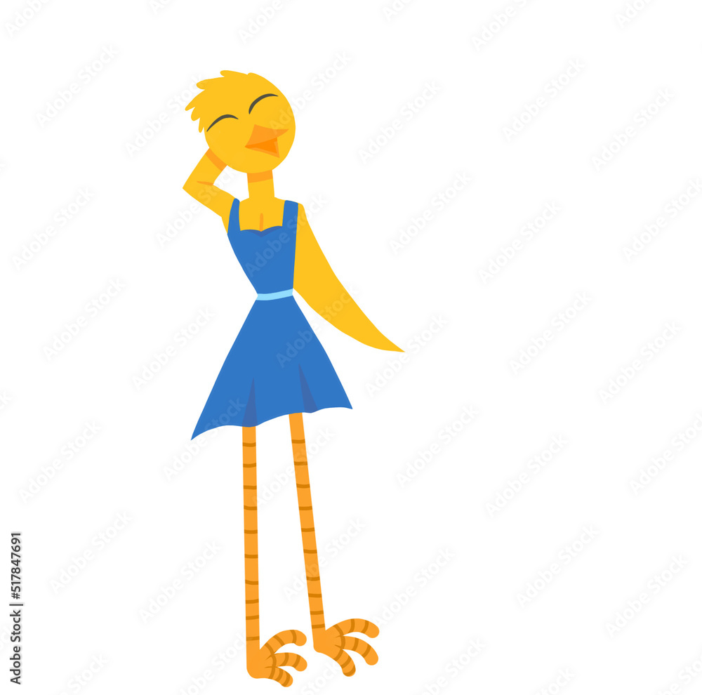 a fictional heroine for a cartoon in the form of a funny chick girl in a sundress a fictional heroine for a cartoon in the form of a funny chick girl in a sundress
