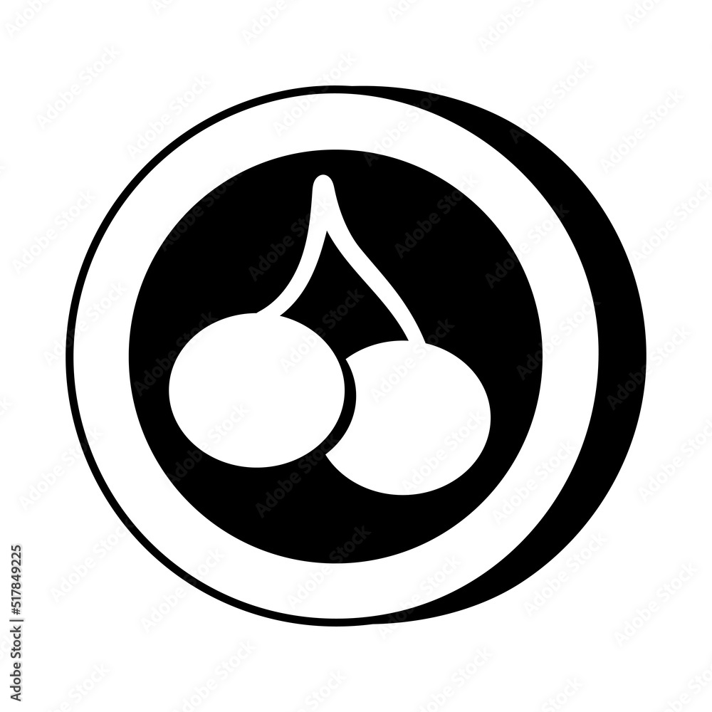 Icon Cherry Twins Casino Slot Machine shape. Gambling symbol, object. Vector illustration Icon Cherry Twins Casino Slot Machine shape. Gambling symbol, object. Vector illustration