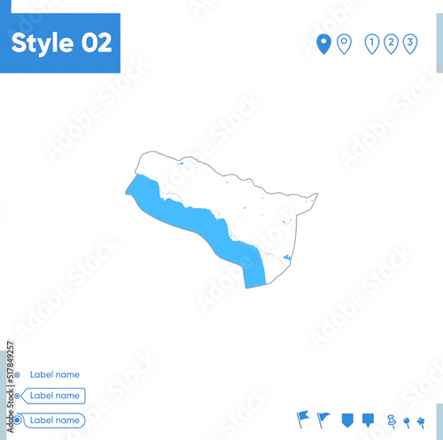 Abkhazia - stroke map isolated on white background with water and roads. Vector map