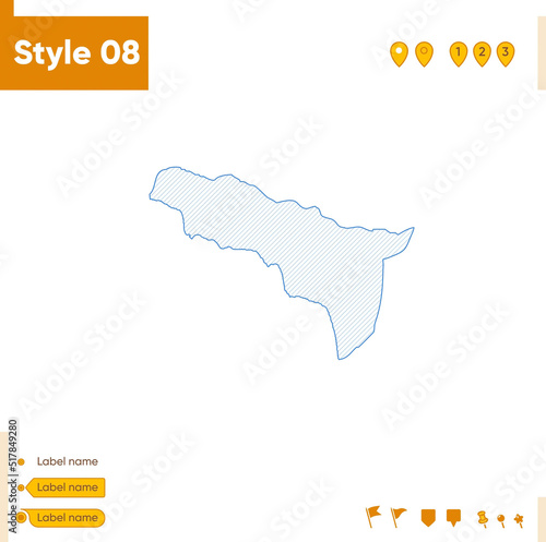 Abkhazia - grid map isolated on white background. Outline map. Simple line, vector map.