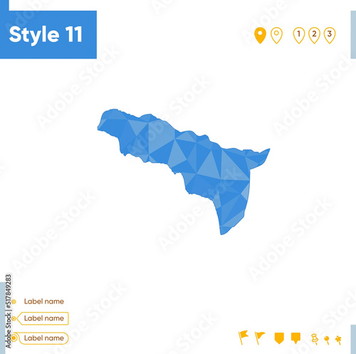 Abkhazia - blue low poly map, polygonal map. Outline map. Vector illustration.