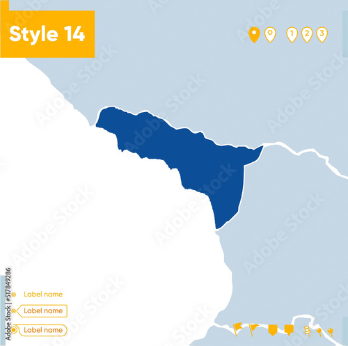 Abkhazia - map with water, national borders and neighboring countries. Shape map.