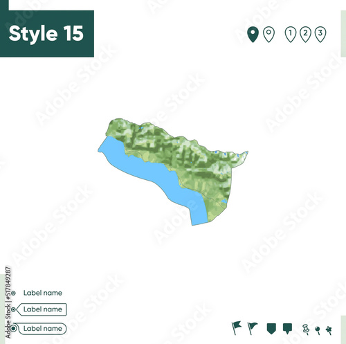 Abkhazia - map with shaded relief, land cover, rivers, lakes, mountains. Biome map.