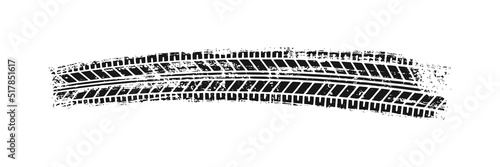Auto tire tread grunge element. Car and motorcycle tire pattern, wheel tyre tread track. Black tyre print. Vector illustration isolated on white background.
