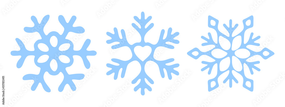 Blue Snowflakes on a white background. Isolated elements in a flat style. Stylish set for your New Year or Christmas design. Vector illustration. Blue Snowflakes on a white background. Isolated elements in a flat style. Stylish set for your New Year or Christmas design. Vector illustration.
