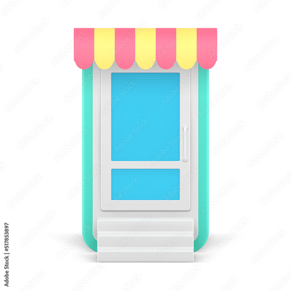 Smartphone app online shopping log in sign up entrance with window canopy awning 3d icon vector Smartphone app online shopping log in sign up entrance with window canopy awning 3d icon vector