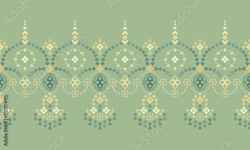 Cross Stitch. Pixel Pattern. Ethnic Patterns. Abstract art. Design for carpet, wallpaper, clothing, textile, pillow, curtain, bedsheet, table runners. Mehndi. Rushnyk. Earth tone. Vintage. Vector.