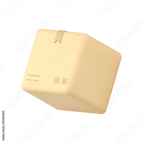 Postal cardboard box squared parcel mail delivery courier shipping transportation 3d icon vector