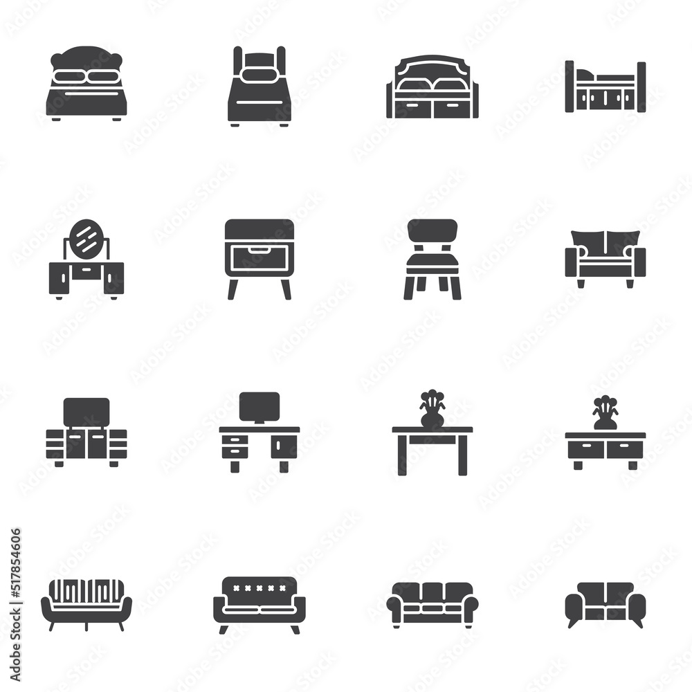 Furniture vector icons set Furniture vector icons set
