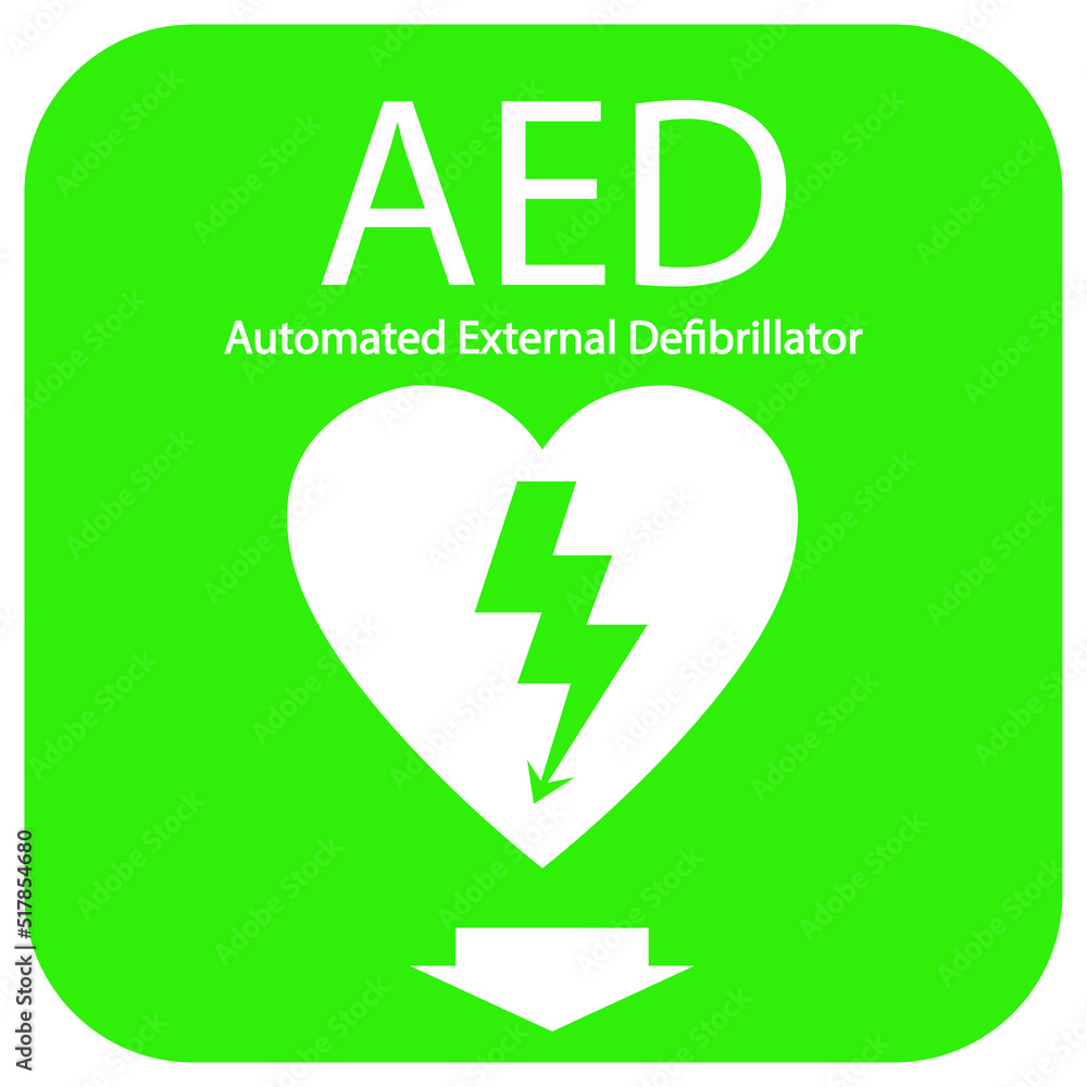 AED,automated external defibrillator / aed sign with heart and electricity symbol flat vector icon
AED,automated external defibrillator / aed sign with heart and electricity symbol flat vector icon