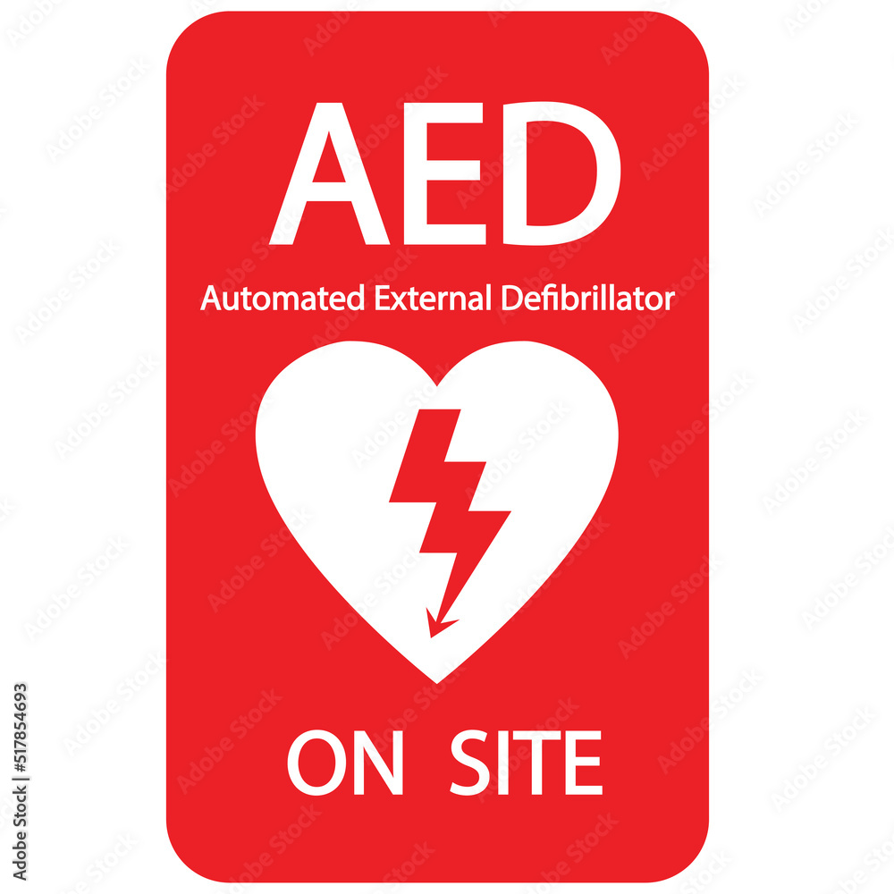 AED,automated external defibrillator / aed sign with heart and