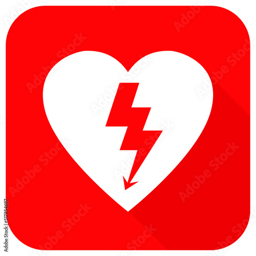 AED,automated external defibrillator / aed sign with heart and electricity symbol flat vector icon	
