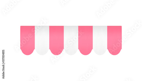 Grocery showcase striped window canopy awning canvas tent sun shade protect realistic 3d icon vector