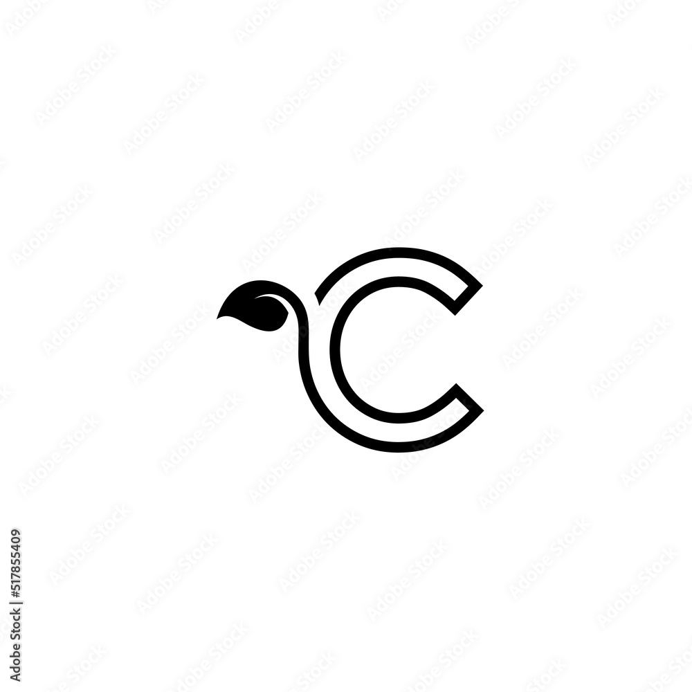 Fototapeta premium Letter C with leaf vector images