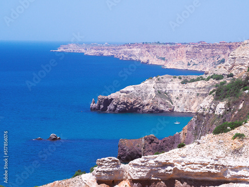 Beautiful landscape seacost with rocks at the sunny day