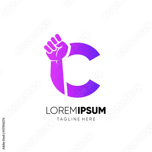 Letter C Punch Logo Design Vector Icon Graphic Emblem Illustration
