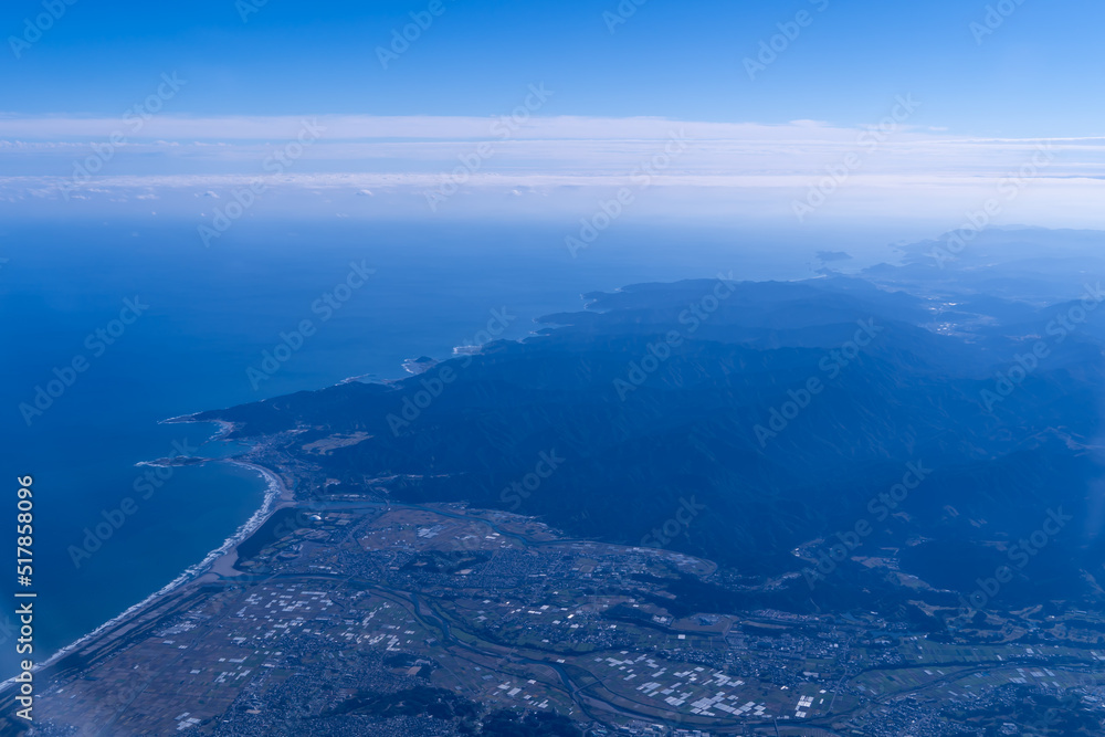 飛行機から見た海岸線　日本