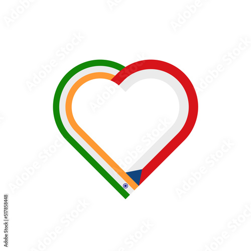 friendship concept. heart ribbon icon of india and czech republic flags. vector illustration isolated on white background