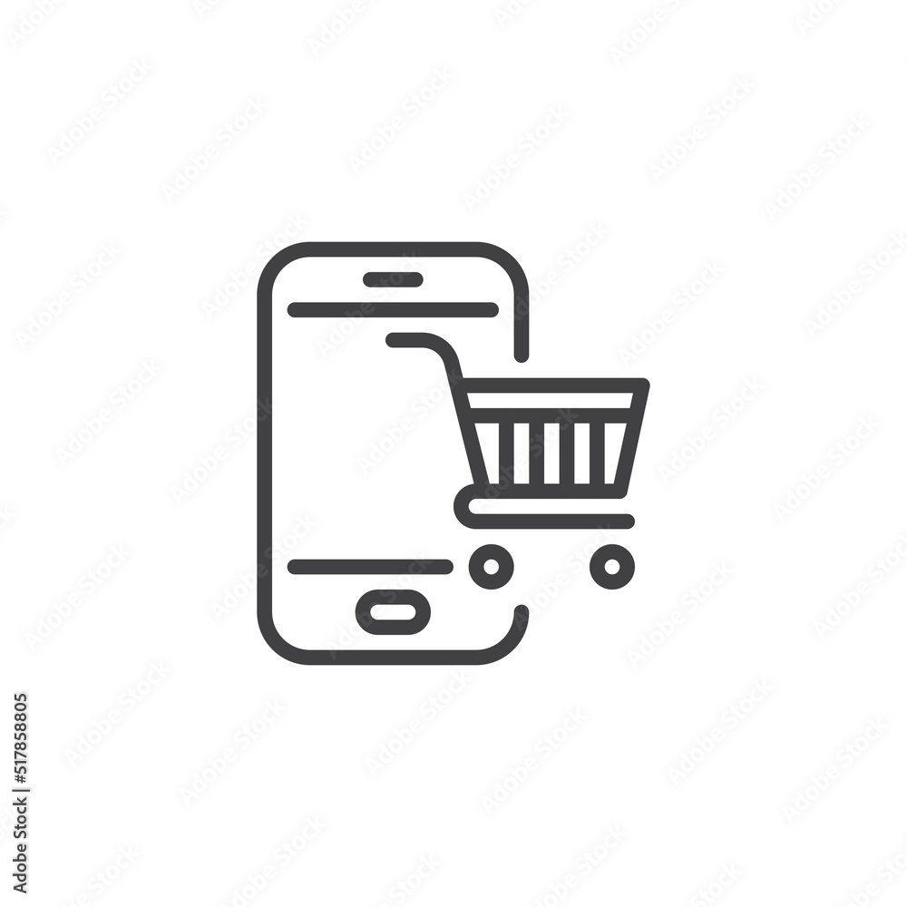 Mobile shopping line icon Mobile shopping line icon
