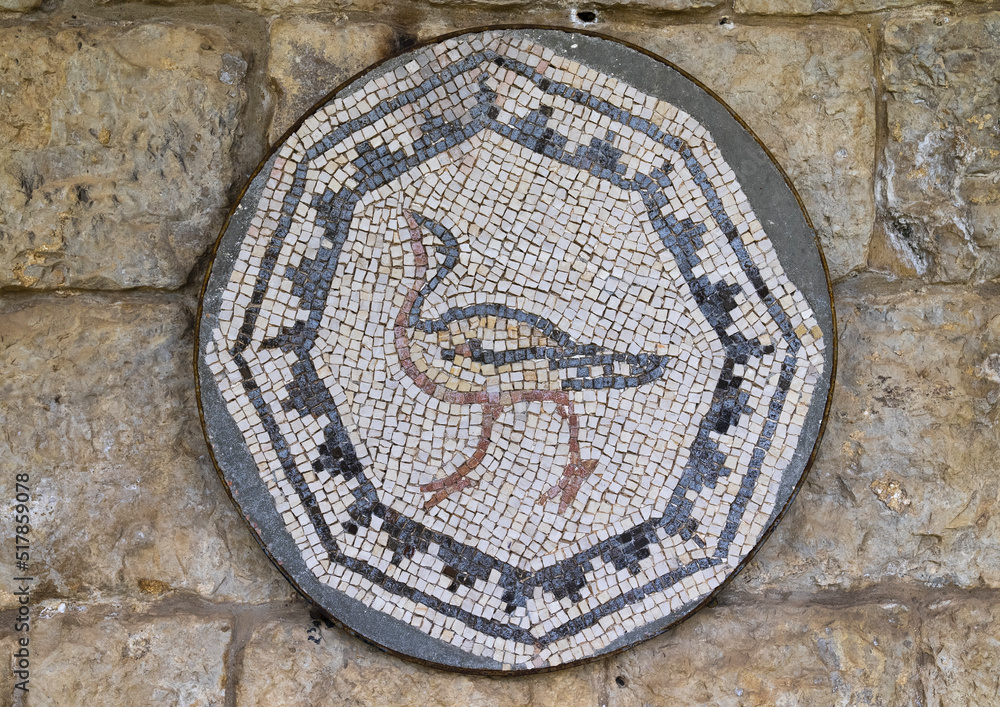 Bird on a Byzantine mosaic tiles in Beiteddine Palace museum, Mount Lebanon Governorate, Beit ed-Dine, Lebanon Bird on a Byzantine mosaic tiles in Beiteddine Palace museum, Mount Lebanon Governorate, Beit ed-Dine, Lebanon