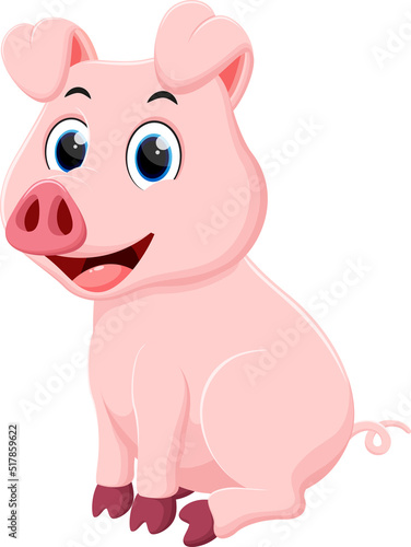Cute Pig cartoon  isolated on white background