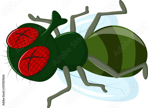cartoon dead flies isolated on white background