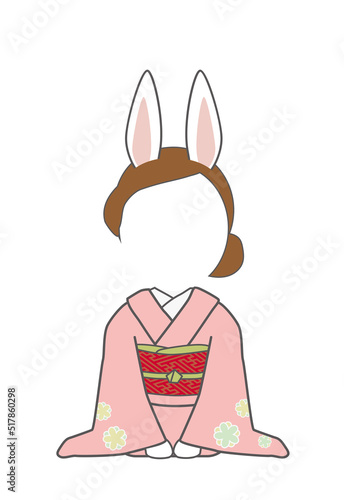 Japanese kimono rabbit Face-fitting 2023 new year card