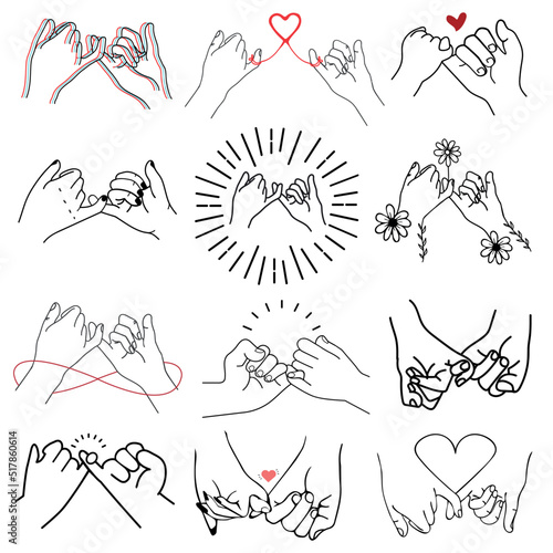Hand drawn  pinky promise concept set