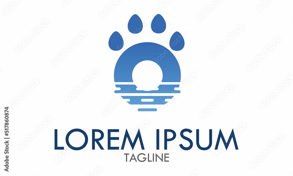 Blue Circle Logo Animal Paw Design Concept Blue Circle Logo Animal Paw Design Concept