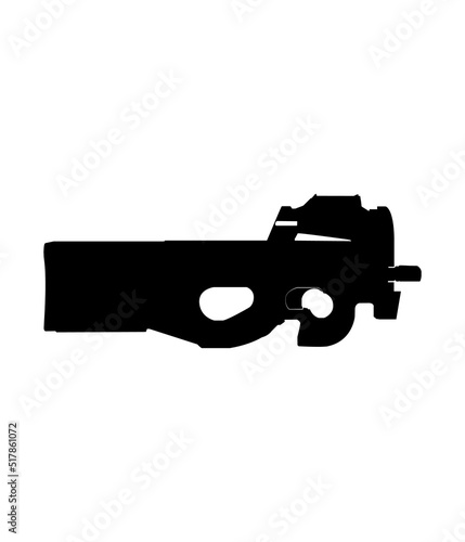 Gun silhouette on a white backing. © eda