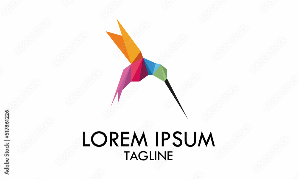 Creative Geometric Low Poly Hummingbird Logo Concept Creative Geometric Low Poly Hummingbird Logo Concept