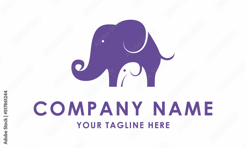 Purple Negative Elephant Logo Design Concept