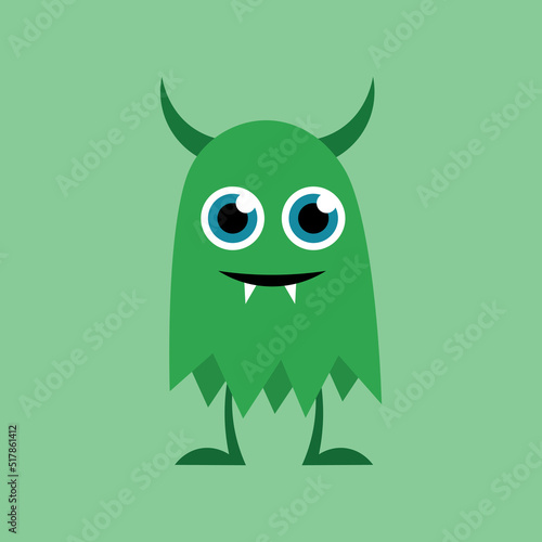 green monster with horns and fangs