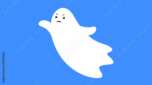 evil white ghost on a blue background
