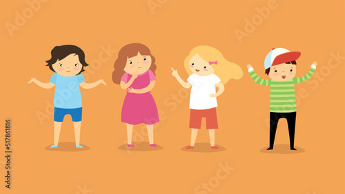 Types of emotions on the example of four children