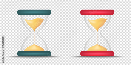 Hourglass, Sandglass 3D Icon Set - Different Vector Illustrations Isolated On Transparent Background