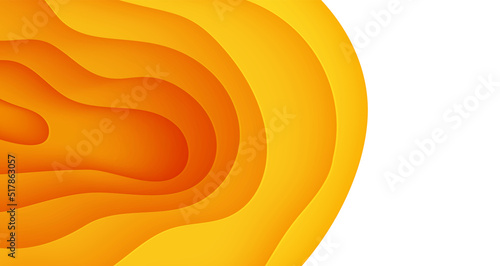Abstract yellow background in cut paper style. Cutout orange wallpaper. Wavy template for save the Earth posters, eco brochures, business presentations. Vector card illustration of papercut background