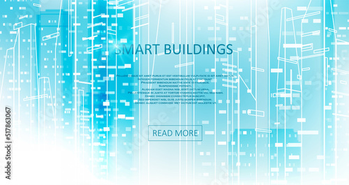 Smart building concept design for city illustration.