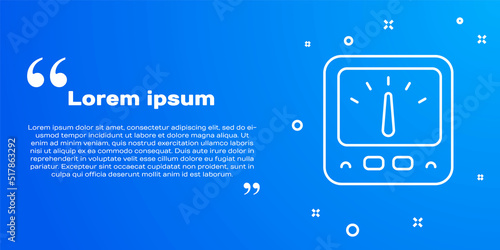 White line Ampere meter, multimeter, voltmeter icon isolated on blue background. Instruments for measurement of electric current. Vector