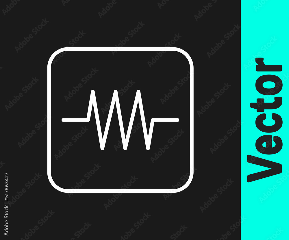 White line Resistor in electronic circuit icon isolated on black background. Vector White line Resistor in electronic circuit icon isolated on black background. Vector
