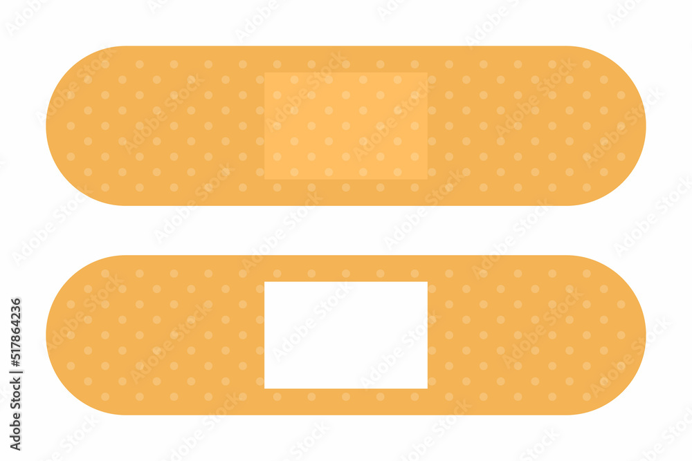 Medical plaster strips vector isolated. Two adhesive bandages from different sides. Medical tool, first aid for physical injury. Medical plaster strips vector isolated. Two adhesive bandages from different sides. Medical tool, first aid for physical injury.