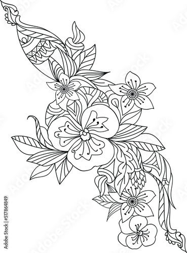 floral Zentangle abstract background