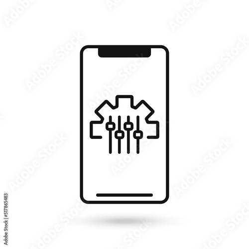 Mobile phone with Mass Customization flat design icon.