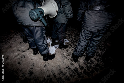 Canvas Print Police officers on Russians opposition rally