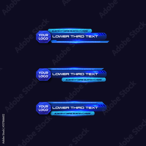 modern geometric lower third banner template design for broadcasting, live, streaming, video