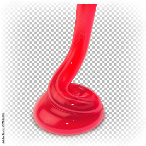 Jam, sauce, jelly of red transparent color isolated on a white background. Vector 3d realistic illustration of food, dessert.