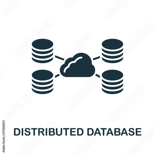 Distributed Database icon. Monochrome simple line Data Science icon for templates, web design and infographics