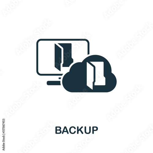 Backup icon. Monochrome simple line Data Science icon for templates, web design and infographics