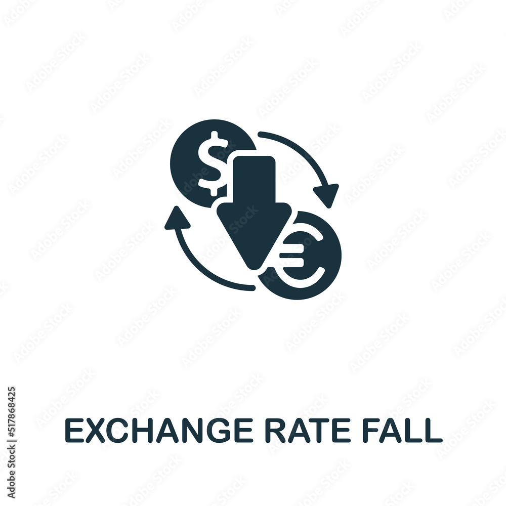 Exchange Rate Fall icon. Monochrome simple line Economic Crisis icon for templates, web design and infographics Exchange Rate Fall icon. Monochrome simple line Economic Crisis icon for templates, web design and infographics