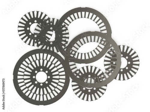 Stator and rotor electromagnetic sheet for electric motor 3D rendering